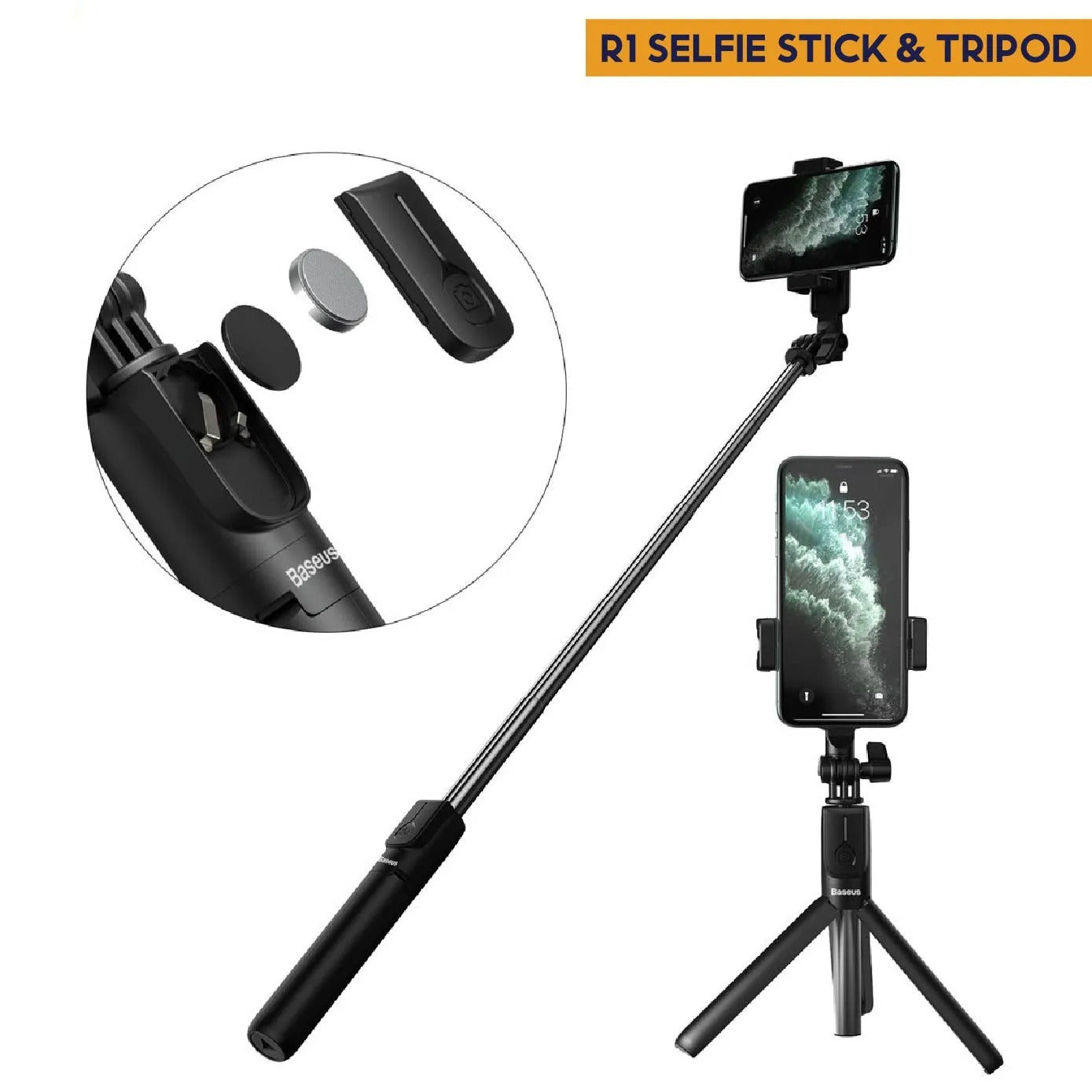 Selfie Stick Tripod R1S Bluetooth Remote Control