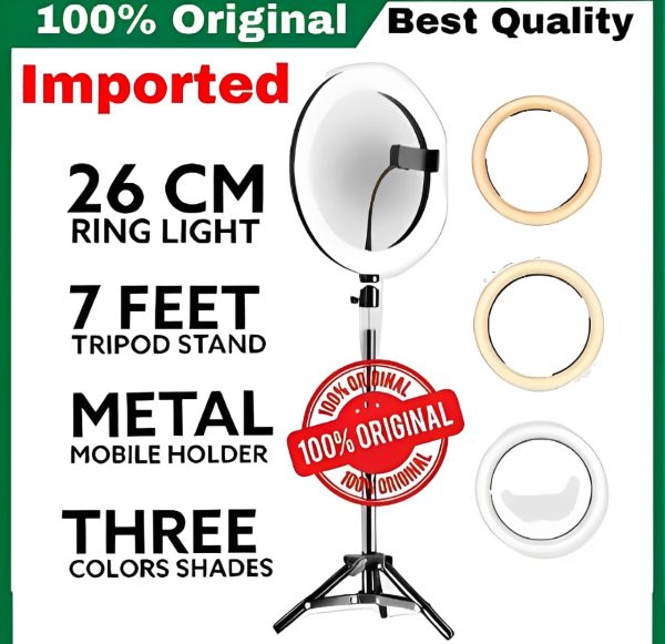 26cm Led Ring Light With Mobile Holder, 7ft Tripod Stand