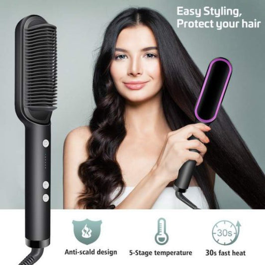 Comb 2-in-1 Hair Straightener Curling Professional Styling Brush