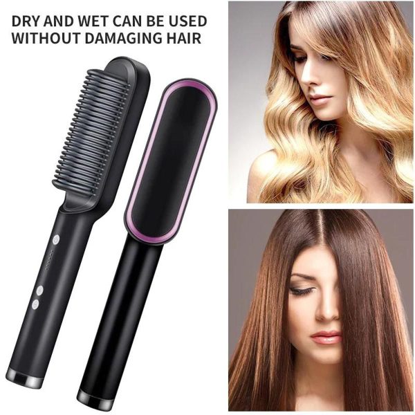 Comb 2-in-1 Hair Straightener Curling Professional Styling Brush
