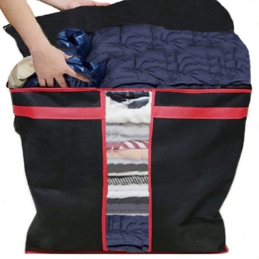 Pack Of 3 Black Storage Blanket Bag Organizer