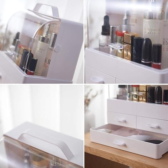 Makeup Organizer Modern Cosmetic White Storage Box
